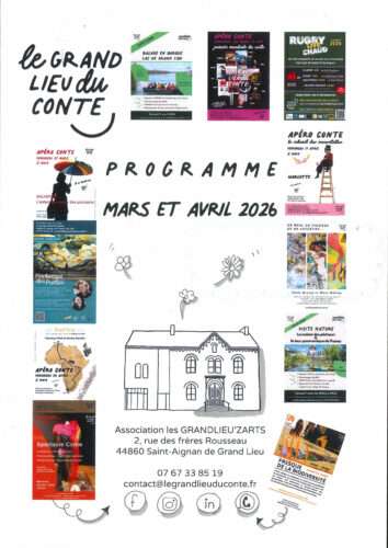 Programme au Grand Lieu du Conte Mars et Avril 2026